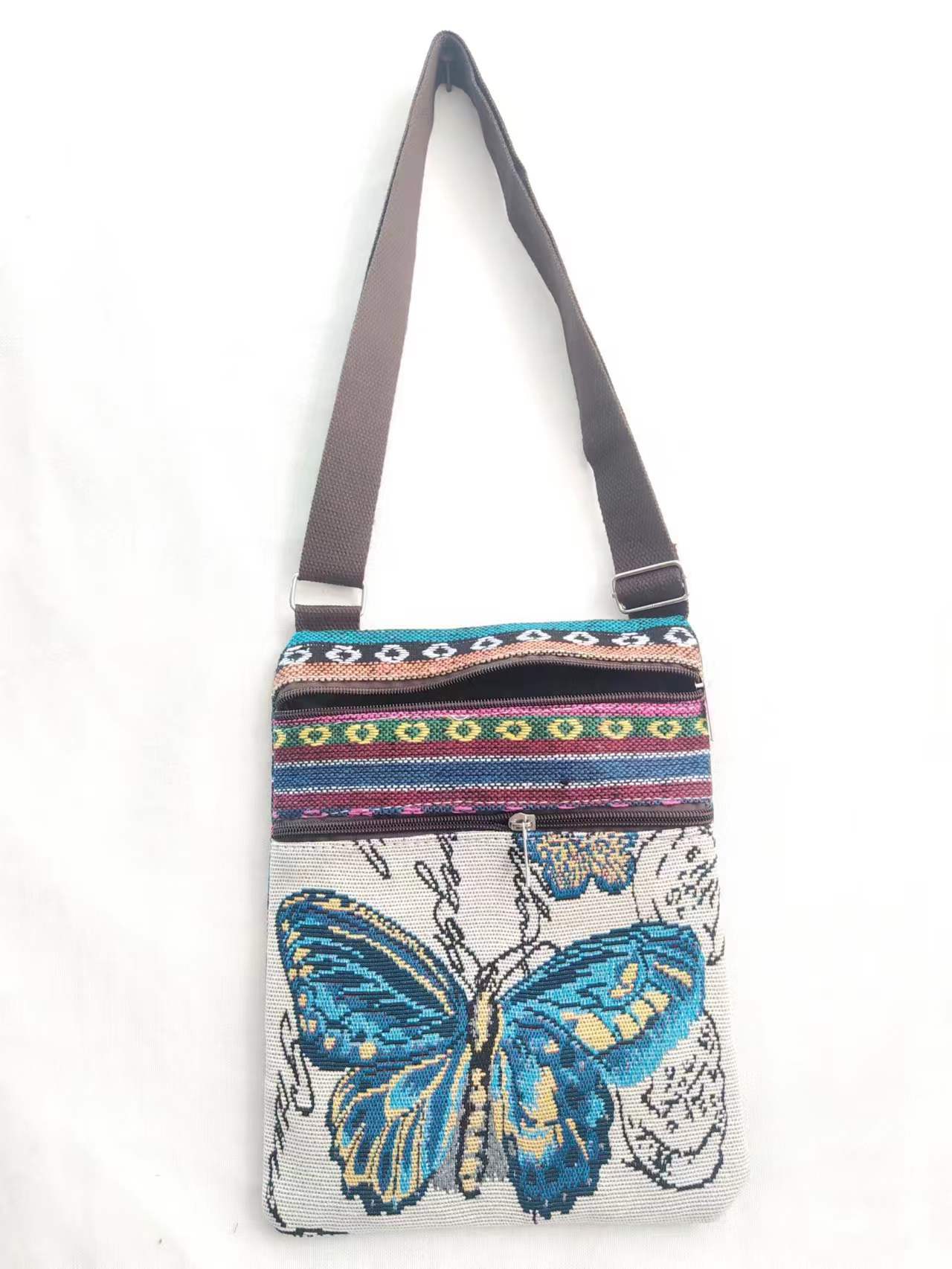 Estilo étnico bordado elefante dibujos animados bolsa de mensajero Dai bolsa de hombro de viaje de las mujeres teléfono móvil bolsa de hombro lateral