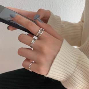 Ring (Small Design) Adjustable, 925 Silver, Simple Elegant Minimal