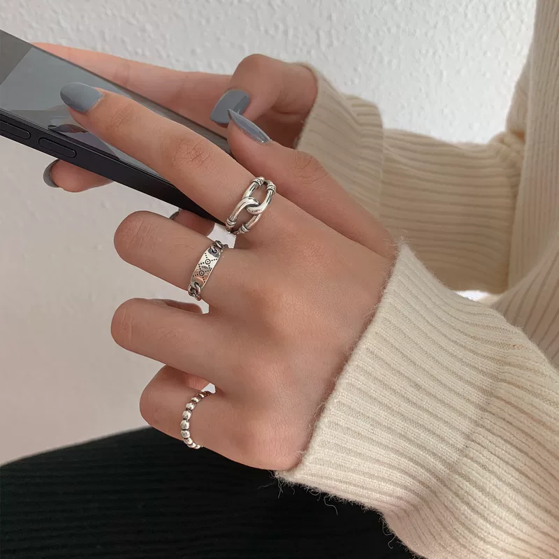 Ring (Small Design) Adjustable, 925 Silver, Simple Elegant Minimal