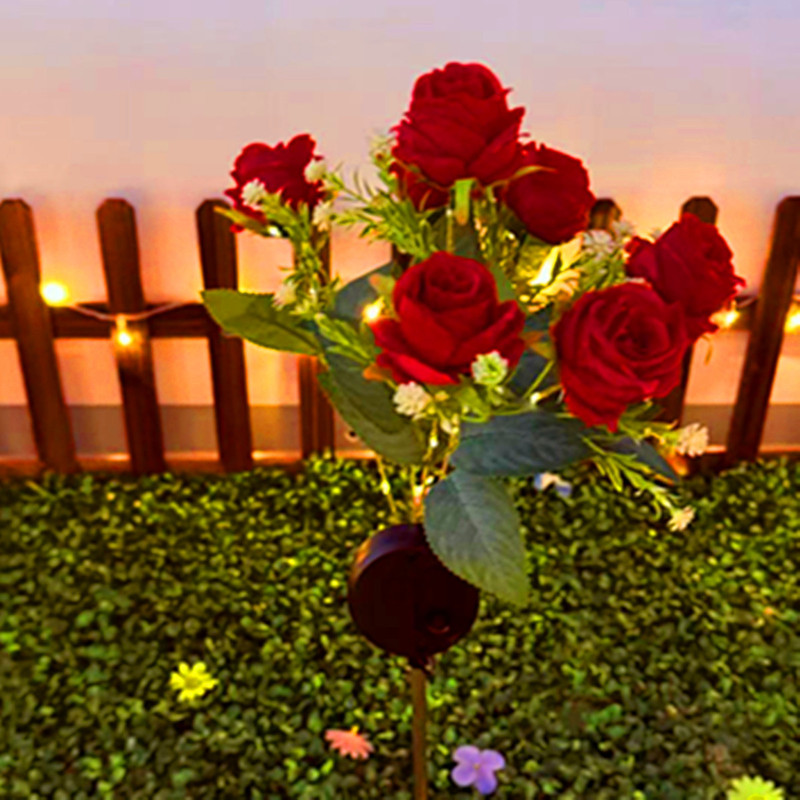 led太阳能灯地插灯彼岸花百合花玫瑰花仿真花蒲公英草坪铜线灯串|undefined