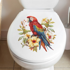 Foreign trade colorful parrot flower children's bedroom toilet sticker home decoration wall sticker sticker self-adhesive wholesale cross-border
