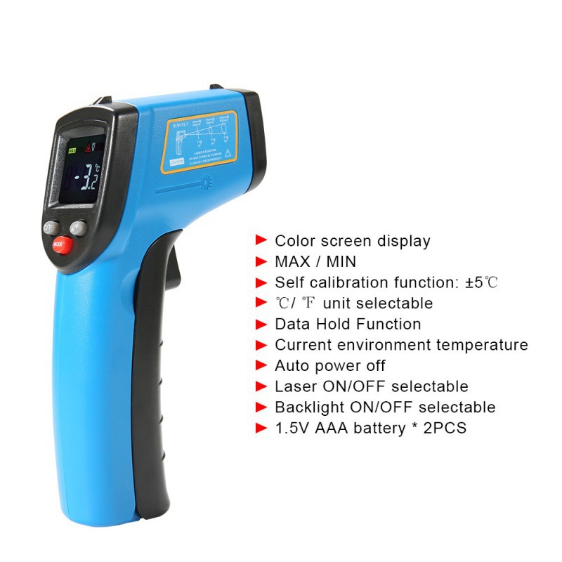 标智GM333A彩屏高精度工业物表面红外测温仪Infrared Thermometer