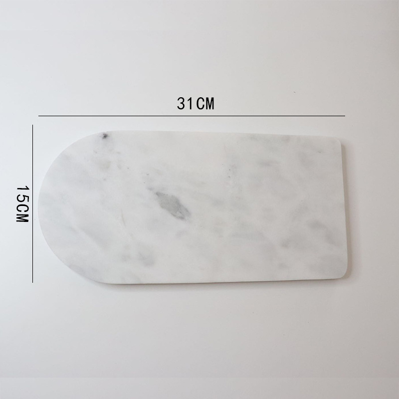 Bandeja de mármol natural semi-ovalada bandeja de almacenamiento cosméticos accesorios de tiro decoración suave del hogar