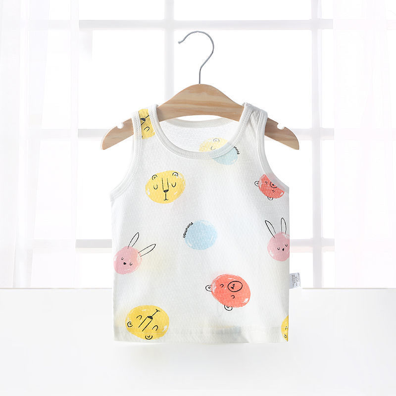 Baby Vest, Summer Pure Cotton Seamless Ultra-Thin Baby Girl Mesh Sleeveless Breathable Children's Underwear Base Layer for Belly Protection
