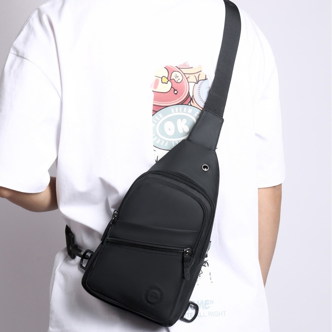 Bolsa de hombro de hombre de color sólido, anti-espiración, bolsa de pecho deportiva multicapa, bolsa de transporte multipropósito, bolsa de mochila