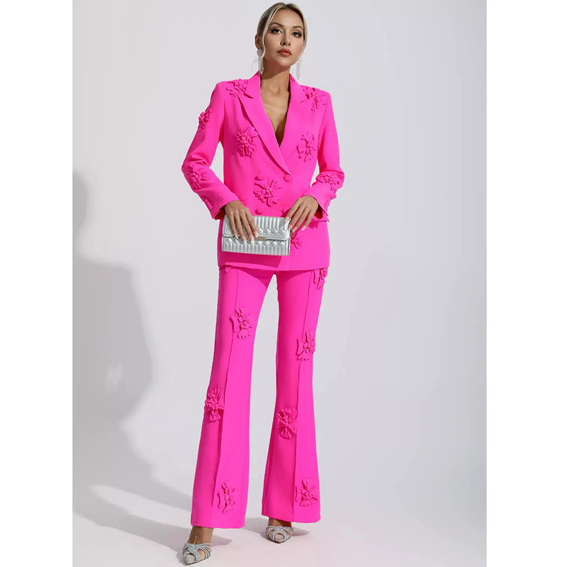 Autumn New 2025 European and American Fashion Elegant Commuter Suit Jacket and Pants Three-Dimensional Floral Suit for Women Yama Xin