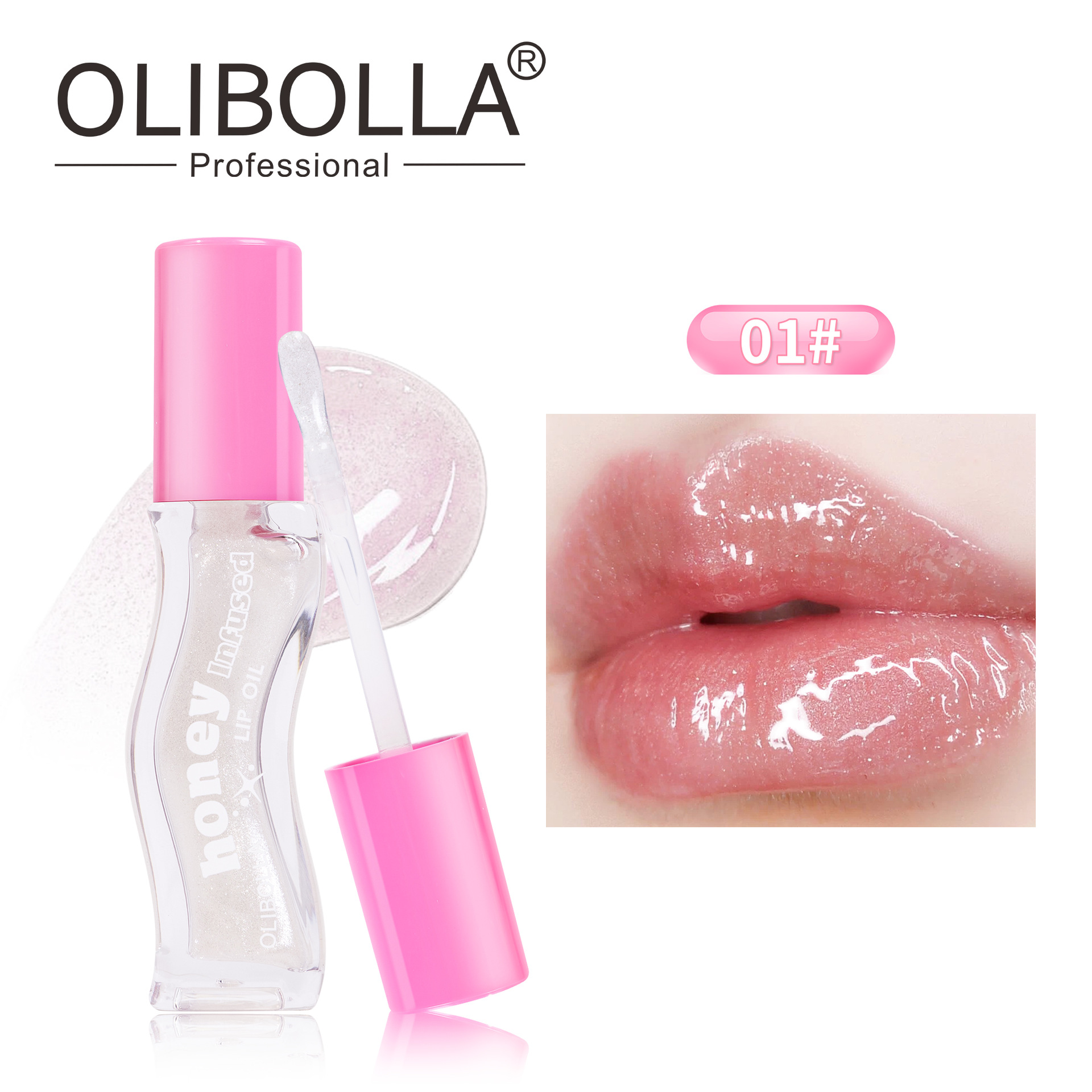 Brillo Labial de Gel con Espejo de Cristal OLIBOLLA, Aceite Labial Antiadherente, No se Desvanece Fácilmente, Brillo Labial al por Mayor, Brillo Labial Voluminizador