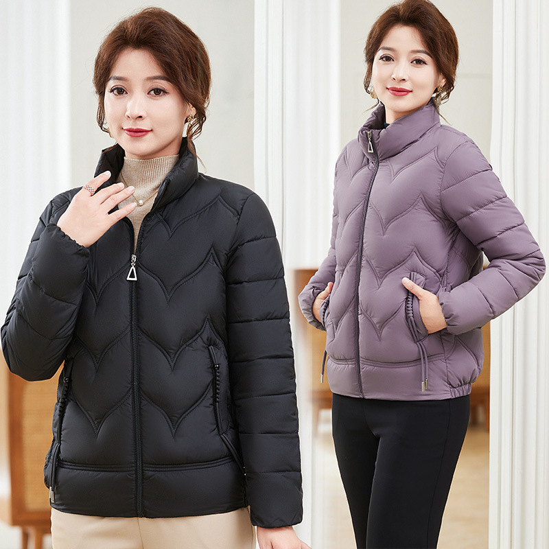plus size light new fashion stand collar solid color cotton-padded jacket female Korean temperament mother warm down cotton-padded jacket