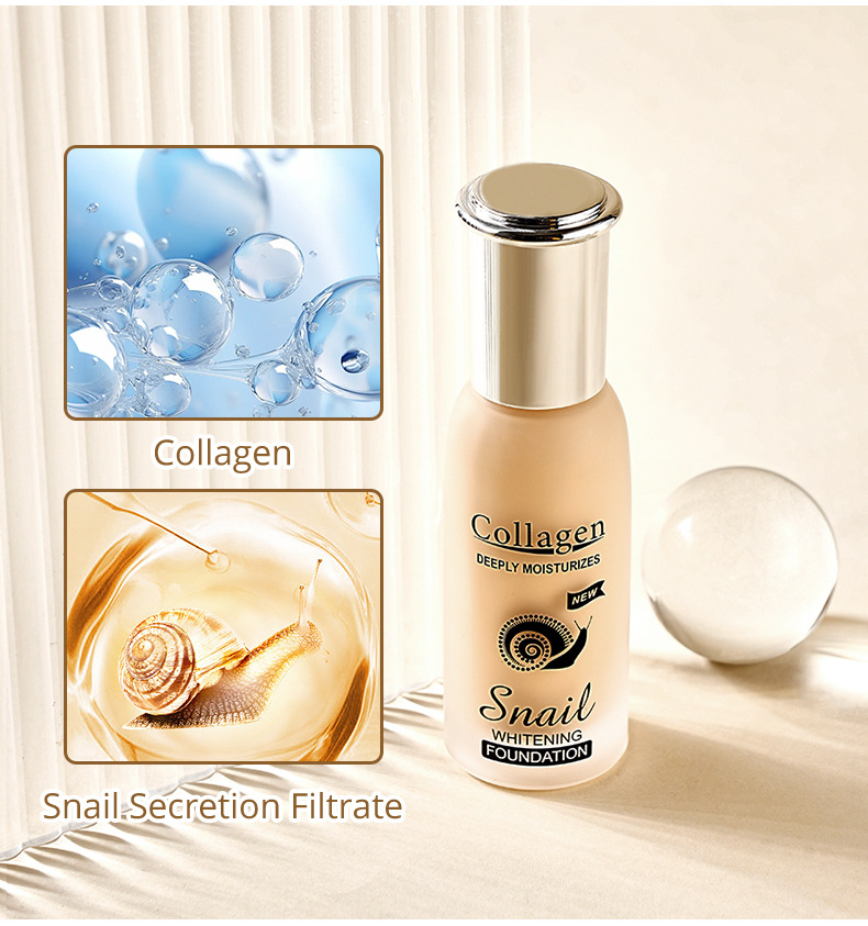 fondotinta Peimei liquido SnailCollagen Whitening Concealer Foundation_voghion.com