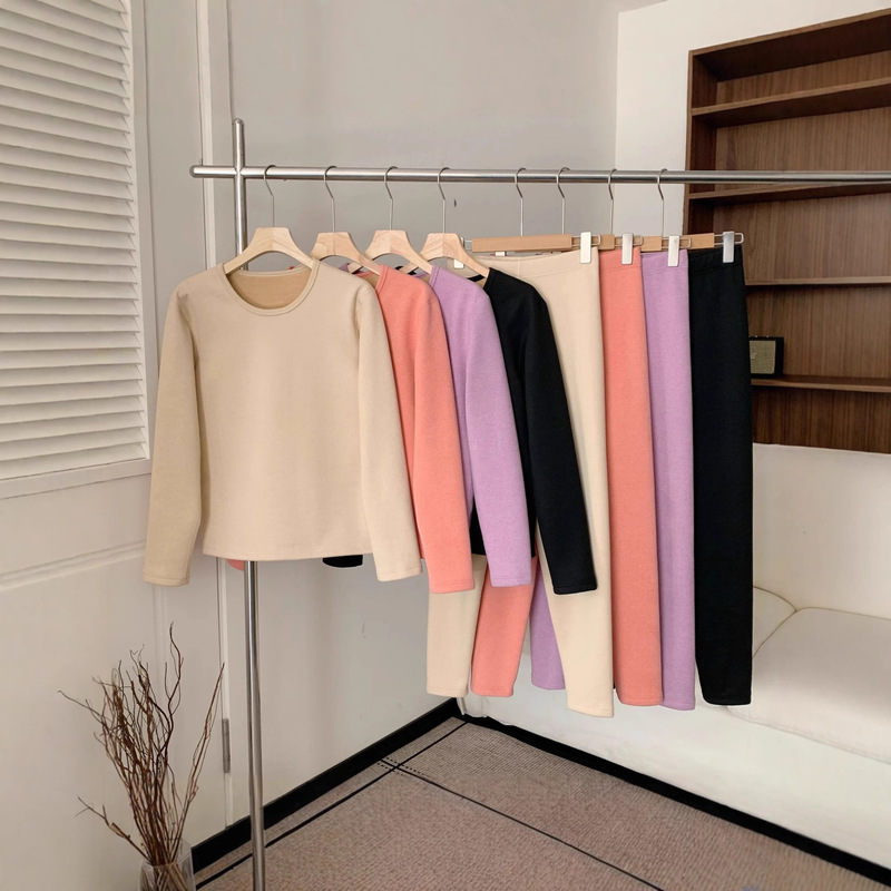 Autumn and Winter Women's Velvet Warm Long-Sleeved Home Clothes Pants Set Loose Large Size Velvet Pajamas Home Clothes