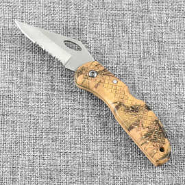 热转印黄色ABS柄刀 折叠刀户外刀具防身 野外露营便携迷你小刀