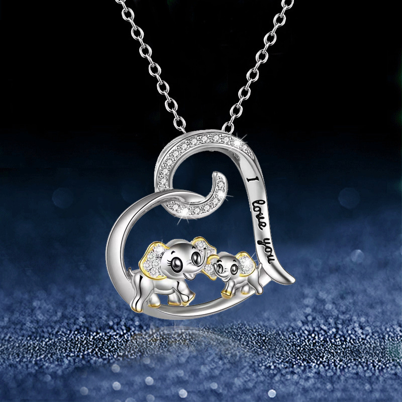 Cross-border jewelry European and American fashion lettering necklace mother elephant pendant accessories mother plot gift love necklace women