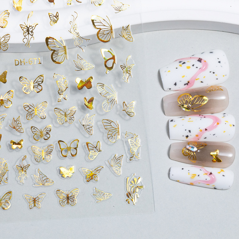 Cross-Border Wholesale Manicure Hot Stamping Laser Butterfly Nail Stickers 3D Nail Decals Stereo Nail Stickers Dh671 Cross-Border Wholesale Manicure Hot Stamping Laser Butterfly Nail Stickers 3D Nail Decals Stereo Nail Stickers Dh671