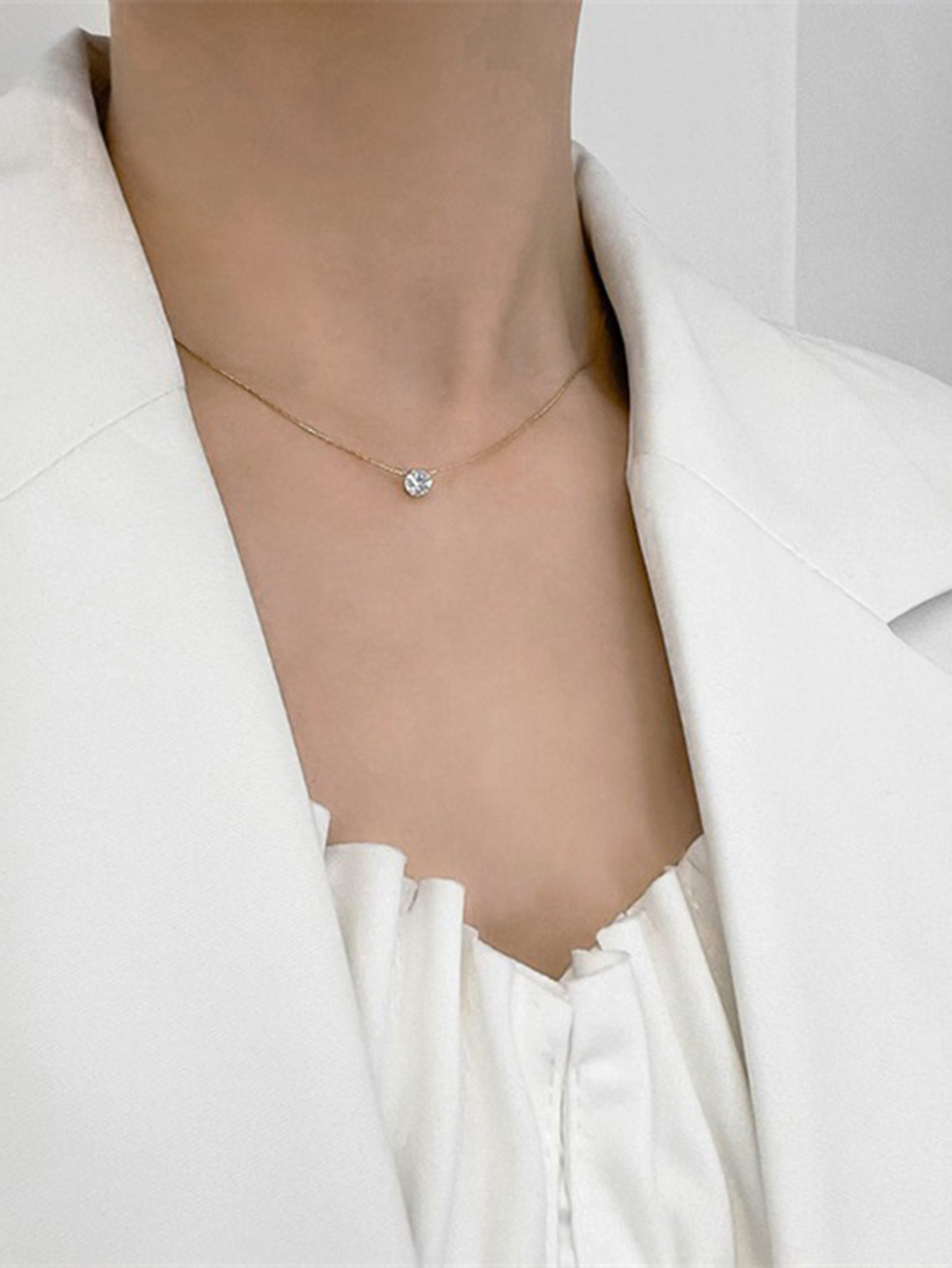 Holiday, Daily Occasion Wholesale Jewelry Elegant Geometric Titanium Steel Zircon Pendant Necklace