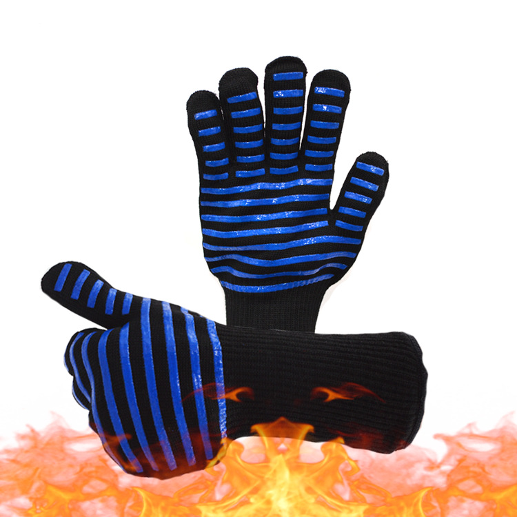 goods in stock 800 High temperature resistance glove Fireproof Flame retardant Microwave Oven heat insulation baking BBQ silica gel barbecue glove