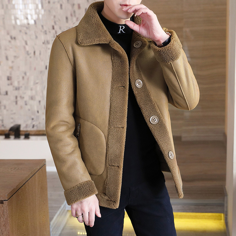 Winter new men's fur one-piece double-sided wearing lamb wool jacket fashionable lapel with thick velvet top_voghion.com