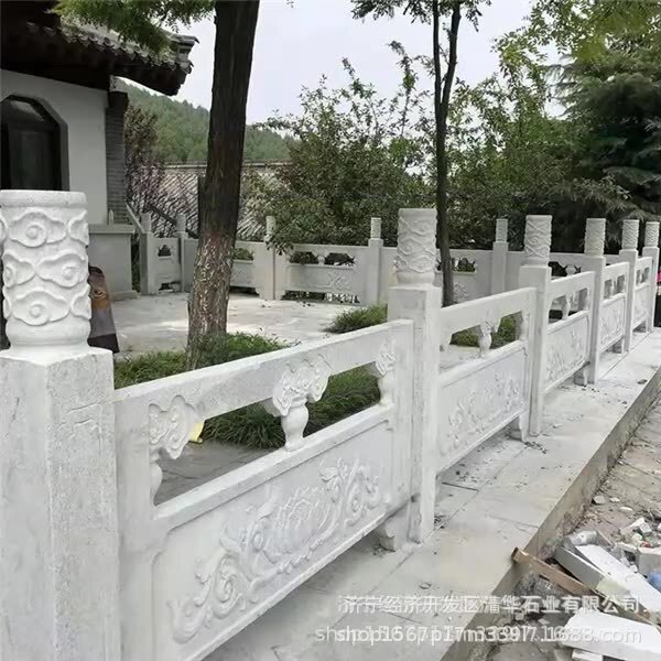 Stone Railings, Natural White Marble Stone Railings, Bridge Thickened Stone Guardrails, Wenqing Stone Railings, Neat Workmanship