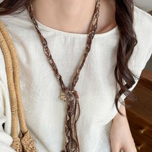 民族风编织小马项链女独特设计感复古布艺毛衣链波西米亚时尚配饰