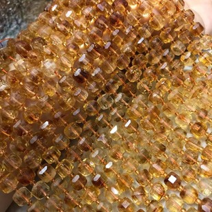 Natural violent yellow citrine new sugar cube diamond face semi-finished products DIY handmade jewelry accessories wholesale