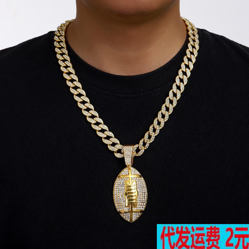 Европейский и американский трансграничный новый хип-хоп хип-хоп хип-хоп регбийный сплав подвеска мужское ожерелье завод прямых продаж оптом