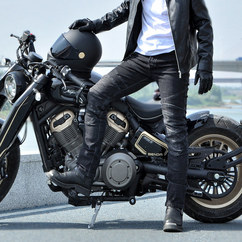 Loong biker motocicleta jeans hombres retro angustiado casual motocicleta stretch Riding Knight anti-caída Pantalones