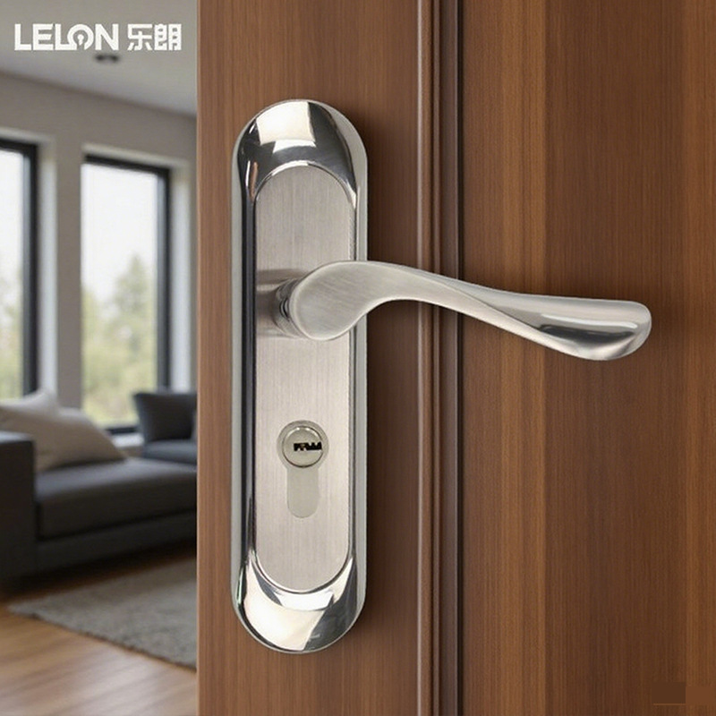 Cerradura de puerta interior de acero inoxidable cerradura de mano de dormitorio 50 cerradura de puerta de madera de lengua falsa cerradura de panel universal doméstico