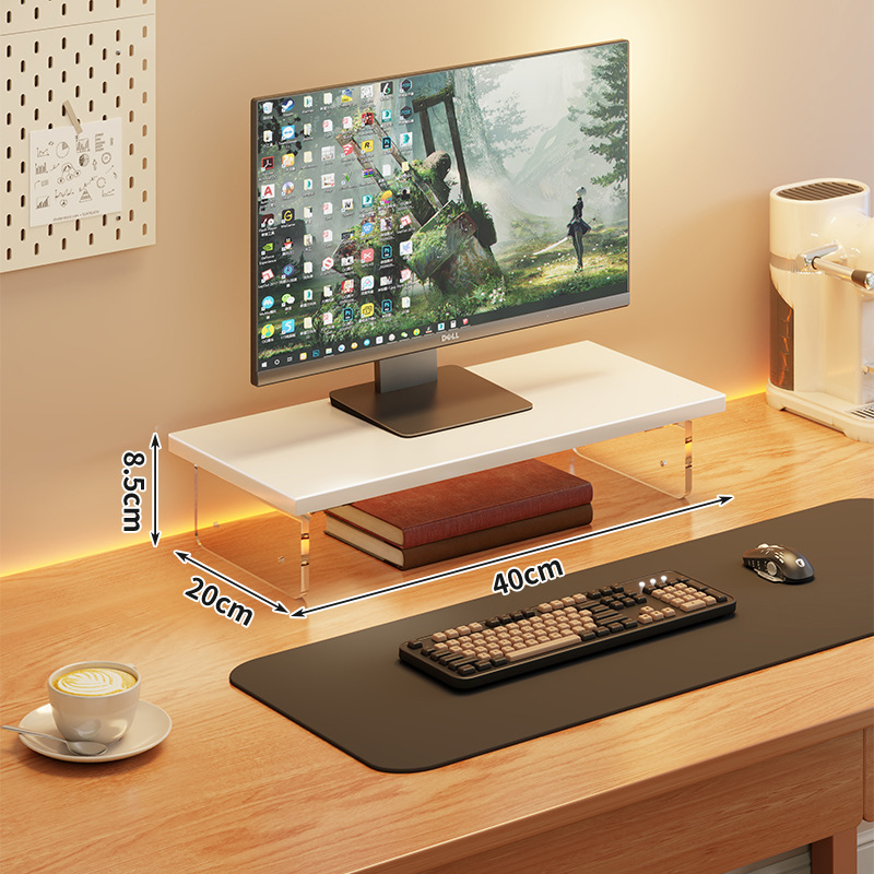 Estante de elevación de computadora escritorio acrílico de escritorio monitor base elevación de pantalla de soporte de suspensión estante de artículos