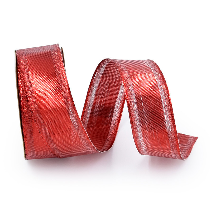 Transfronterizo nuevo color de Navidad tejido de cebolla dorada caja de regalo empaque de cebolla dorada de plata fina cinta 2 alambre de hierro 10 yardas