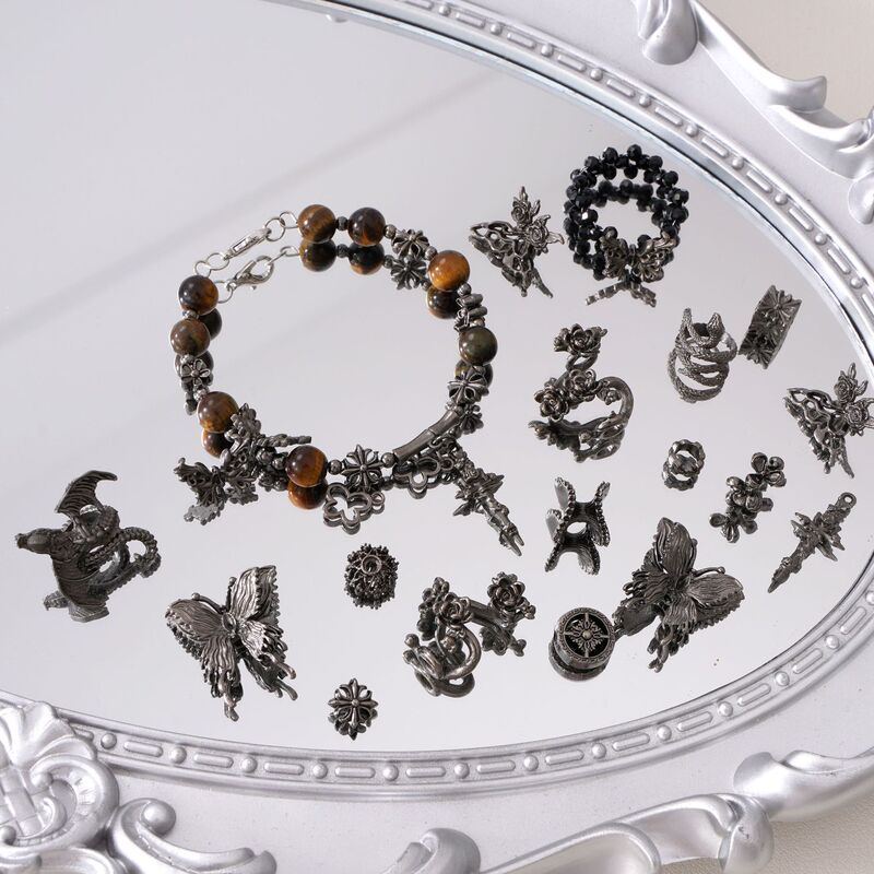 Metal Round Beads, Rings, Rose Butterfly Spacer Beads Accessories, DIY Bracelets, Phone Chains, Gothic Accessories DIY Metal Round Beads, Rings, Rose Butterfly Spacer Beads Accessories, DIY Bracelets, Phone Chains, Gothic Accessories DIY