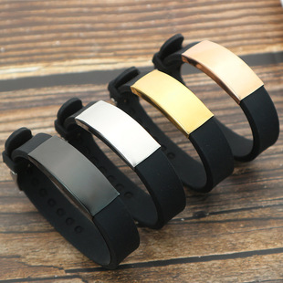 Cross-border Amazon fashion jewelry silicone titanium steel men's bracelet simple DIY lettering stainless steel bracelet wholesale