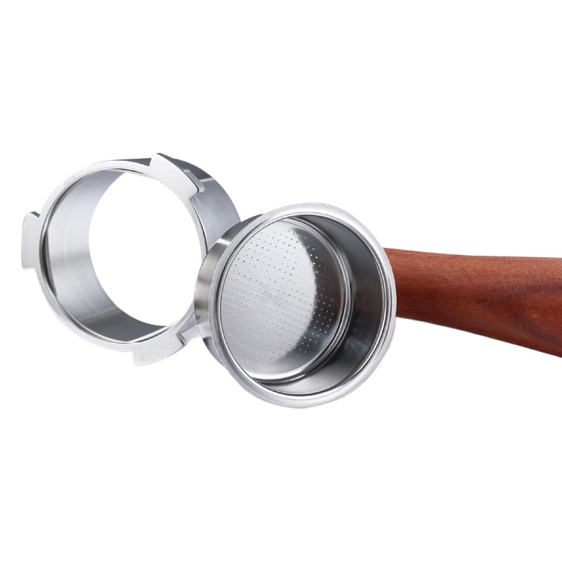 Mango de café con empuñadura de madera, portafiltro sin fondo 51 mm