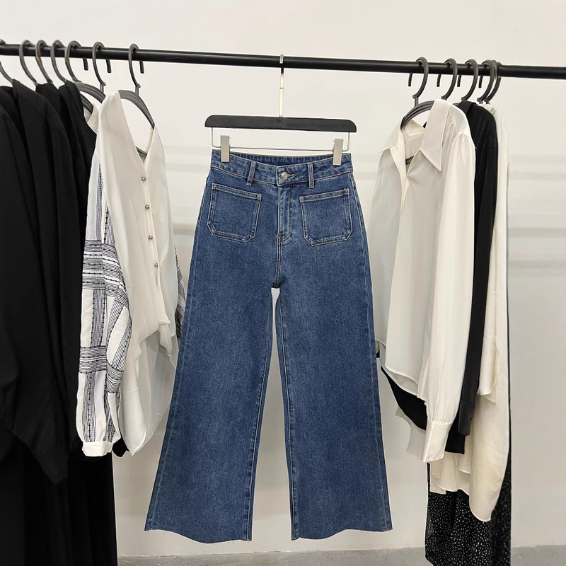 Tail Single FR Vintage Double Pocket Loose Wide Leg High Waist Straight Cropped Jeans Tail Single FR Vintage Double Pocket Loose Wide Leg High Waist Straight Cropped Jeans