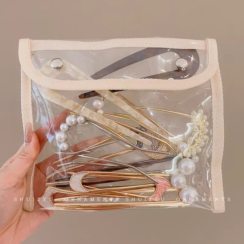 2025 nueva horquilla perla en forma de U para mujer, pinza para el cabello, artefacto fijo para el cabello, horquilla de sentido avanzado, tocado