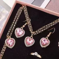 Креативное фуксия necklace и браслет, цепь, кольцо, комплект, европейский стиль, для импорта, простой и элегантный дизайн, яркий запоминающийся стиль