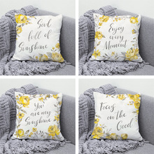 跨境春季小清新字母花卉抱枕套抱枕方形客厅沙发抱枕套床头靠背枕