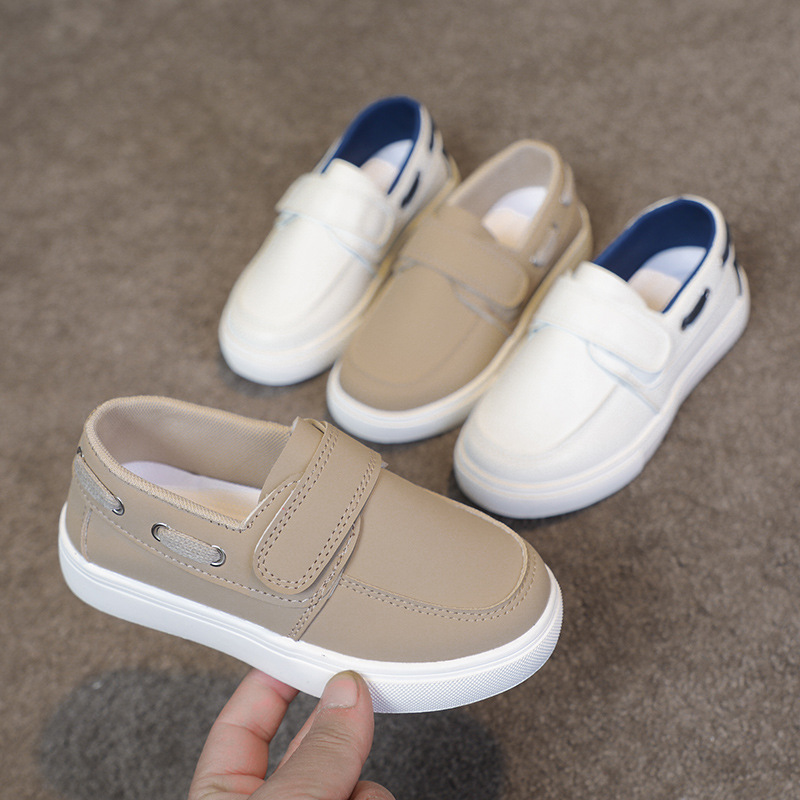 Spring and Autumn Lightweight Soft-Soled Breathable Versatile Boys' Slip-On Loafers Casual Sneakers Leather Shoes Cross-Border Foreign Trade Shoes