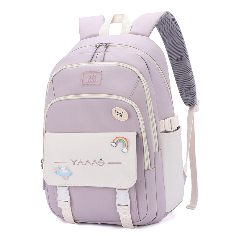 Mochila Jianglida para estudiantes de secundaria, para niñas, moderna y fresca, con diseño de letras en bloques de color dulce, gran capacidad, mochila de doble asa con amortiguación de aire.