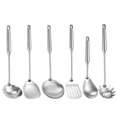Stainless steel stand-up spatula, cooking spatula, thickened soup spoon, hollow handle, one-piece household kitchen utensil set
