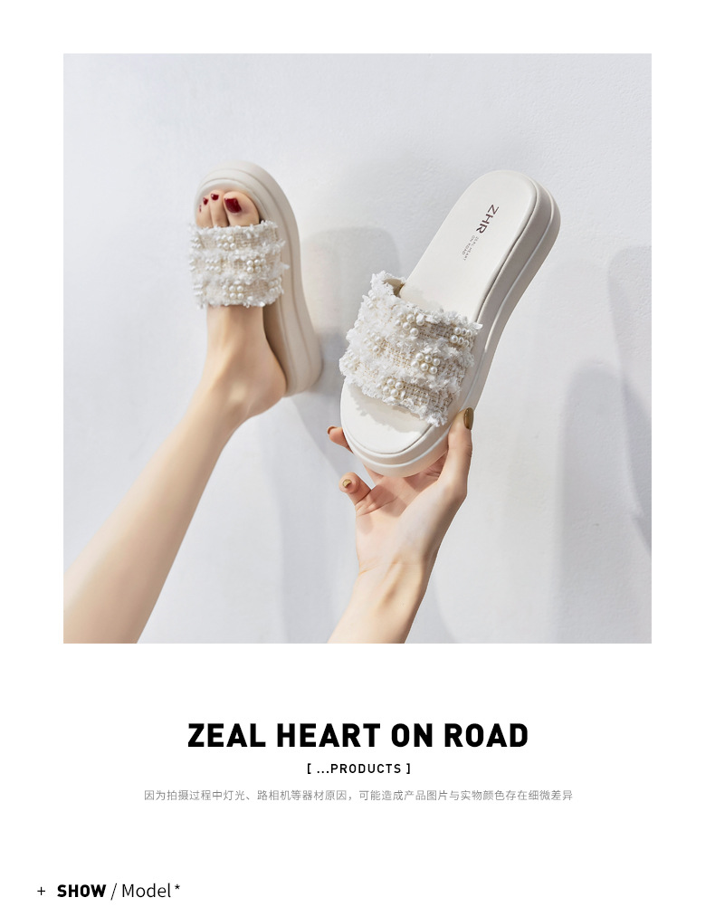 Dép sandal nữ đế bệt phong cách tiên nữ đính ngọc trai — M359 đen chi tiết 25
