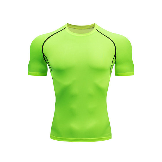 Summer Men's Solid Color T-Shirt Running Training Fitness Quick-drying Tight-fit Short Sleeve (Cross-border. Domestic Code)