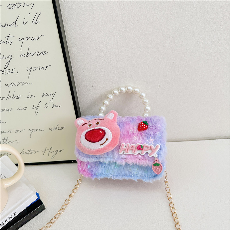 Nueva popularidad de la princesa extranjera bolso de cambio muñeca de peluche de peluche perlas de peluche mujer tesoro portátil de hombro mini mochila