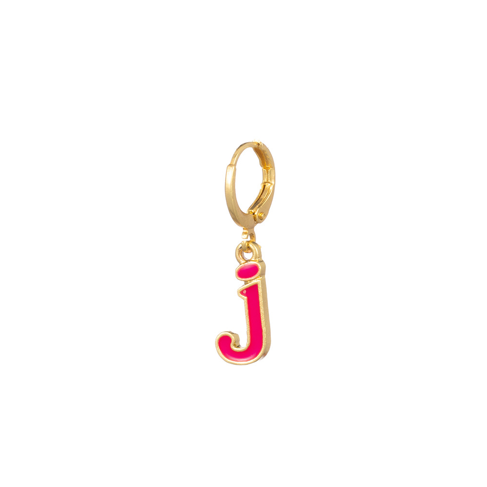 cartoon small letter earrings personality drop oil color 26 letter ear clippicture1