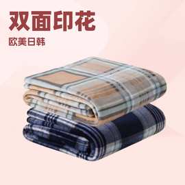 源头厂家印花格子双面绒膝盖毯欧美日韩格子双面绒小毛毯