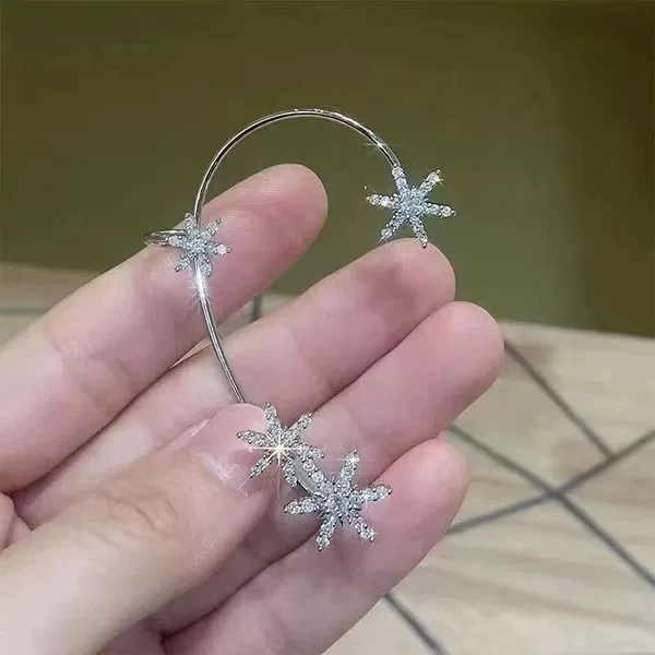 Shake the sound explosion super fairy super flash snowflake ear hanging Lin Yun with zircon ear clip hot earrings wholesale