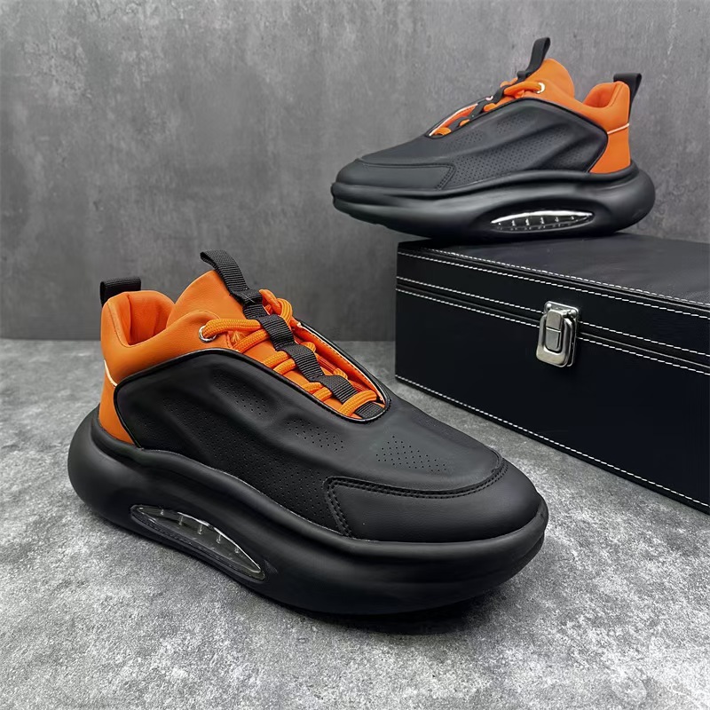 2025 Spring With Hidden Height Increase, Breathable Casual Versatile Thick-Soled White Sneakers, Men's Sports Running_voghion.com