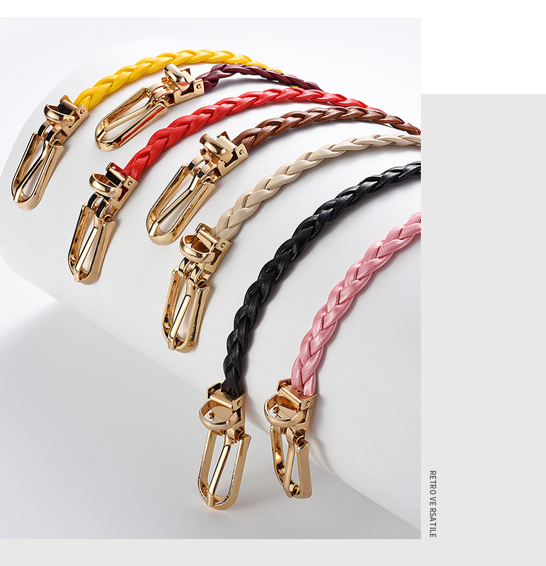 Nuova cintura intrecciata decorativa annodata in stile coreano alla moda da donna, piccola cintura color caramella, cintura con fibbia a clip semplice e personalizzata_voghion.com