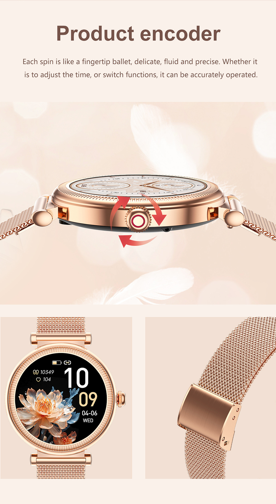 Smartwatch For Women With Colourful Light Pedometer And Round Screen_voghion.com