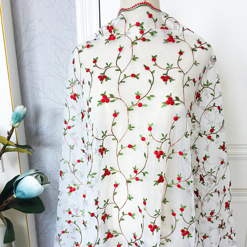 Shaped Yarn Mesh Embroidered Fabric Fresh Flower Children's Clothing Women's Summer Veil Skirt Embroidered Fabric