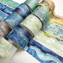 油画和纸胶带 唯美油画星空文艺复古手帐胶带diy装饰拼贴素材