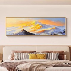 日照金山背靠金山床头装饰画轻奢壁画客厅沙发背景墙主卧卧室挂画